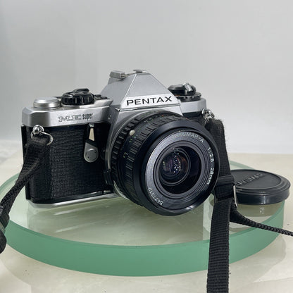 Pentax ME Super 35mm SLR Film camera + TAKUMAR  28mm 1:2.8 Lens TESTED #9280