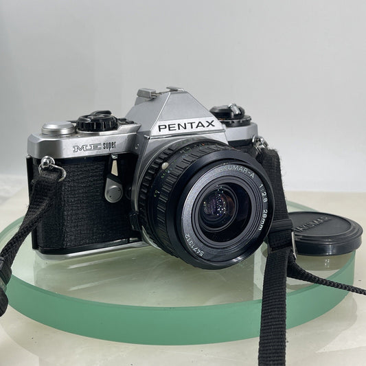 Pentax ME Super 35mm SLR Film camera + TAKUMAR  28mm 1:2.8 Lens TESTED #9280