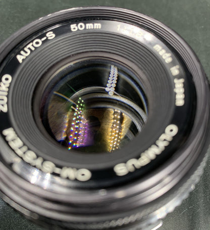 {SERVICED} Olympus OM F.Zuiko 50mm f/1.8 Auto-S Lens Mint & Working Great#00071