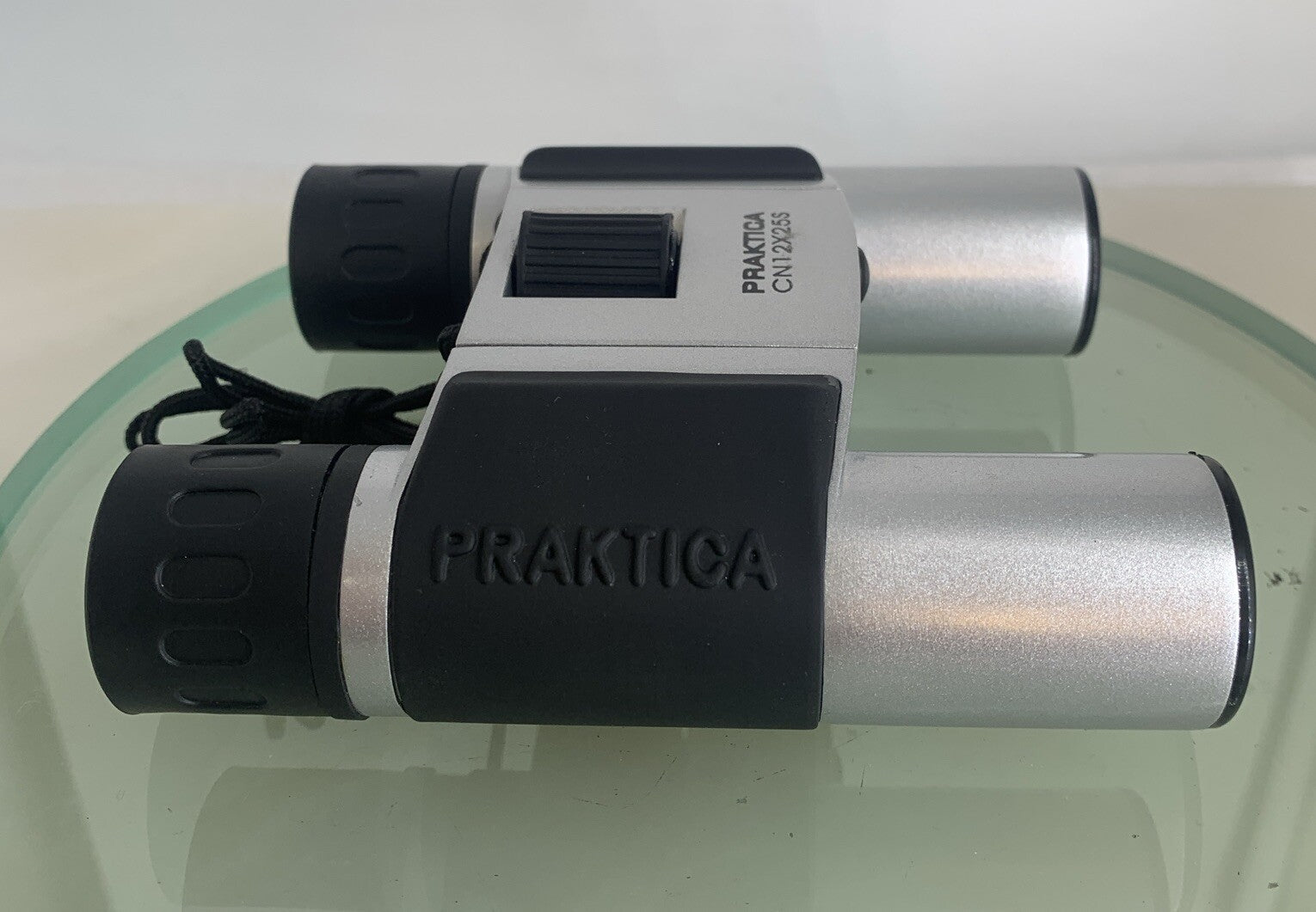 Praktica CN12X25S Foldable Binoculars SILVER GOOD CONDITION+COVER - TESTED - 1382