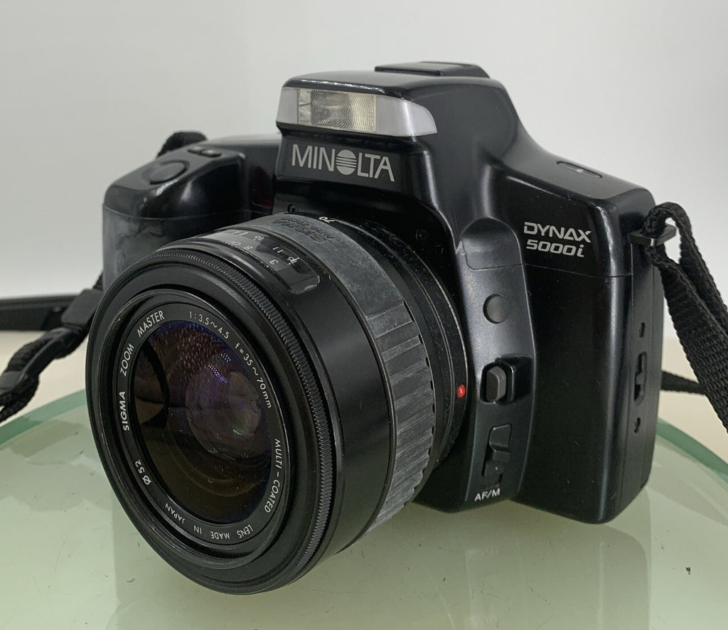 Minolta Dynax 5000i + 35-70mm BLACK FILM CAMERA POINT AND SHOOT TESTED - 6502