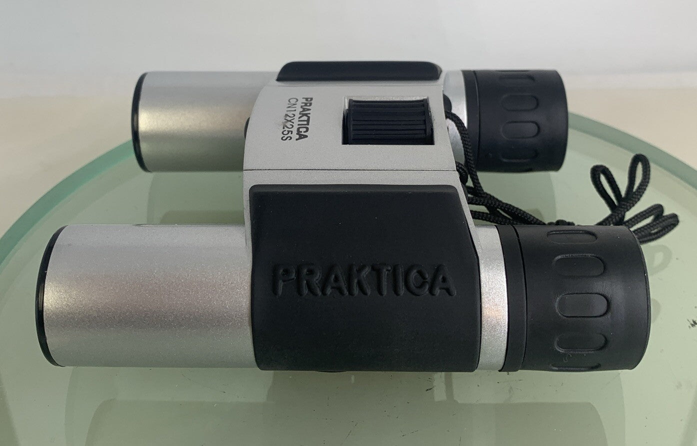 Praktica CN12X25S Foldable Binoculars SILVER GOOD CONDITION+COVER - TESTED - 1386