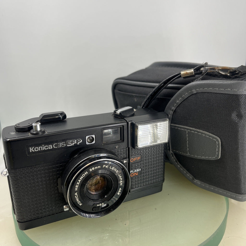 KONICA C35 EF-P VINTAGE 35mm FILM CAMERA MANUAL WIND HEXANON 38mm F4 LENS 4510