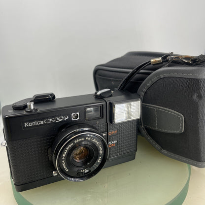 KONICA C35 EF-P VINTAGE 35mm FILM CAMERA MANUAL WIND HEXANON 38mm F4 LENS 4510