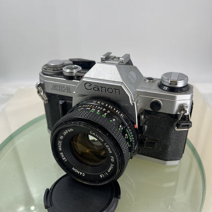Canon AE-1  35mm SLR Film Manual Camera + Canon 50mm F/1.8 FD Lens Like A-1 #7482