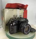 Canon A-1 35mm SLR Film Camera + FD 50mm f/1.8 Prime Lens BOXED, BOOK, STRAP#8060
