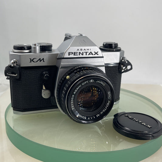 Asahi Pentax KM 35mm SLR Film Camera with Pentax 50mm F1.7 lens SERVICED #6230