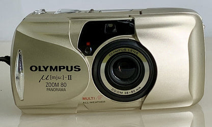Olympus mju ii Zoom 80 35mm Ultra Compact Camera Beige All Weather  Working #811