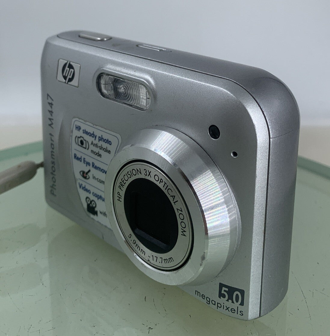 HP Photosmart M447 5.0MP Compact Digital Camera NO CARD SILVER TESTED - 2312