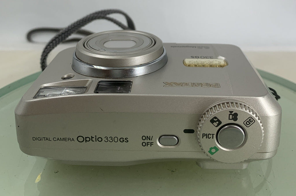 Pentax Optio 330GS Retro Digital Camera 3.2 MP SILVER WITH COVER TESTED - 4157