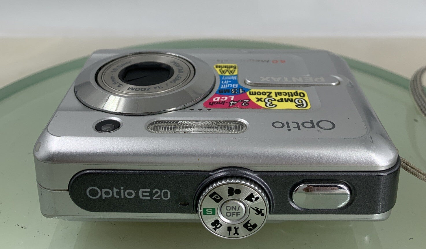 Pentax COMPACT DIGITAL CAMERA Optio E20 6.0MP Silver WITH COVER TESTED - 48