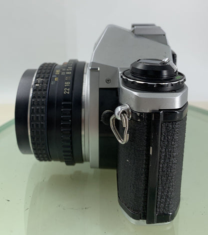Pentax ME Super 50mm f/1.7 ASAHI LENS BLACK FILM CAMERAWITH COVER TESTED - 2563