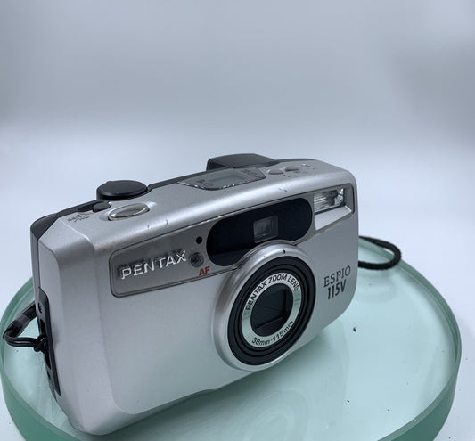 PENTAX ESPIO 115V 38-115 LENS 35mm COMPACT FILM CAMERA + CASE TESTED  #9010