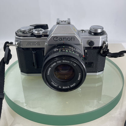 Canon AE-1  35mm SLR Film Manual Camera + Canon 50mm F/1.8 FD Lens Like A-1 #7491