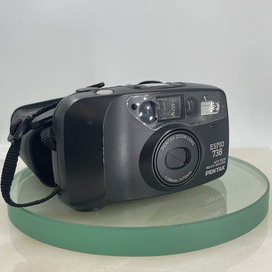 Pentax Espio 738 35mm Film Point and Shoot Camera Black Tested #6910