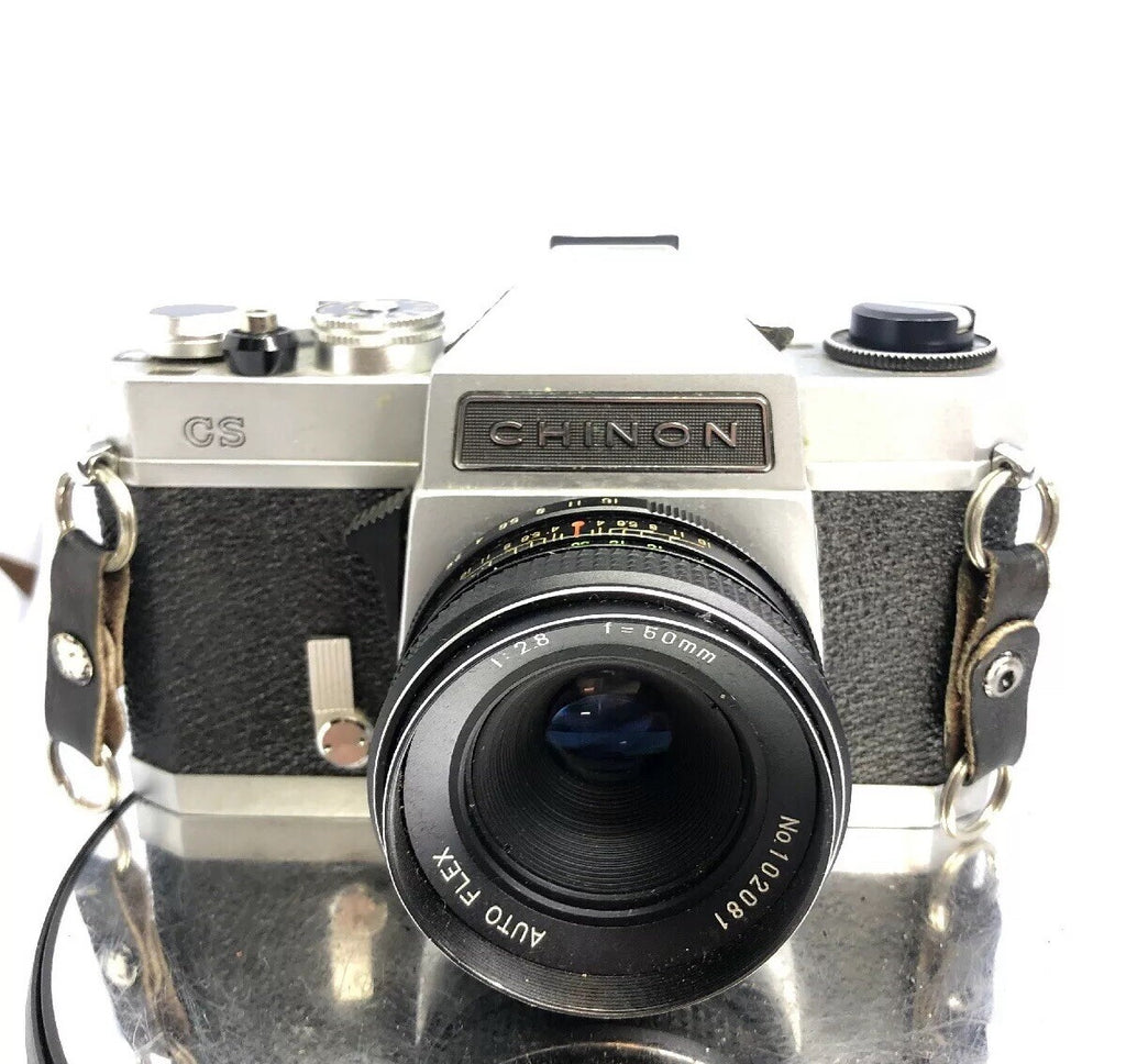 CHINON CS 35mm SLR FILM CAMERA WITH 2 Lenses 50mm,135mm+Bag+Manual#BB62