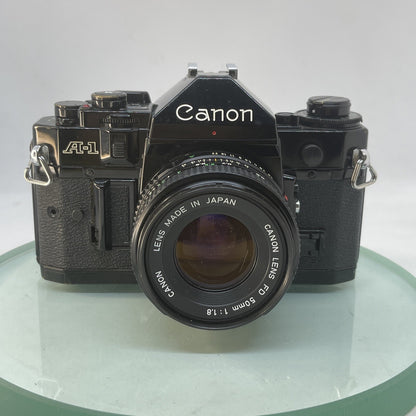 BEAUTIFUL Canon A-1 35mm SLR Camera Body+ FD 50mm f/1.8 Olympic FULLY WORKING3721