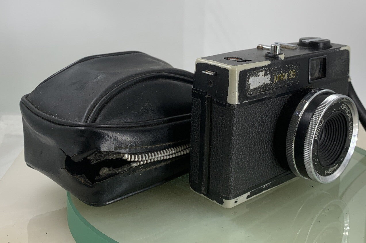Prinz 35E 35mm Rangefinder Camera. BLACK WITH COVER  - TESTED - 9720