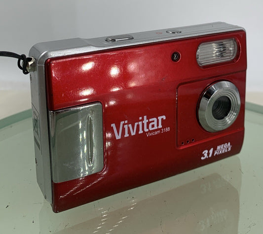 Vivitar Vivicam 3188 3.1MP RED COMPACT DIGITAL CAMERA NO CHARGER TESTED - 2570