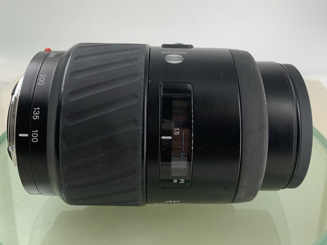 Minolta AF tele zoom 100-300mm 1:4.5-5.6 SLR CAMERA LENS BLACK TESTED - 3332
