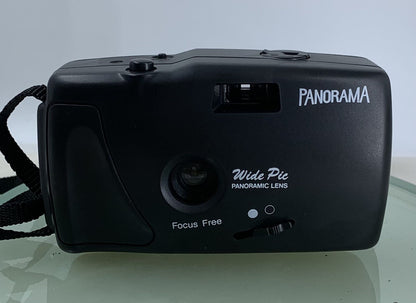 Panorama Wide Pic 35mm Film Point and Shoot Camera BLACK + COVER - TESTED - 8821