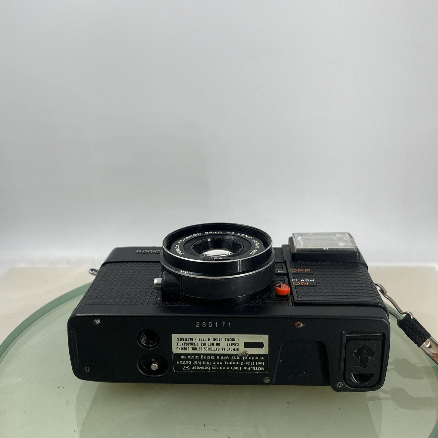 KONICA C35 EF-P VINTAGE 35mm FILM CAMERA MANUAL WIND HEXANON 38mm F4 LENS 4517