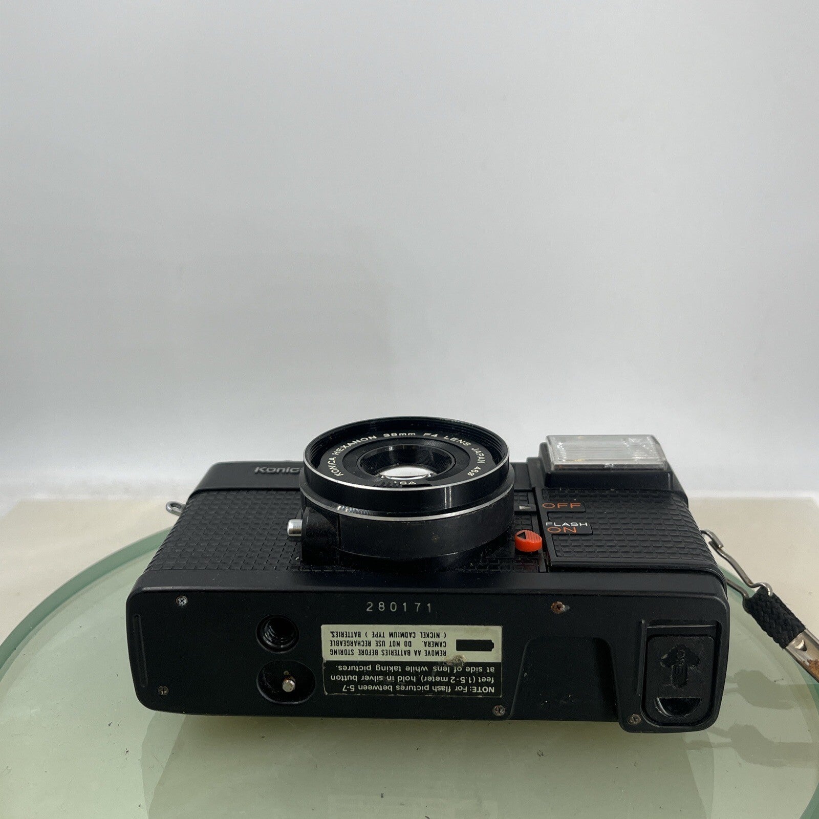 KONICA C35 EF-P VINTAGE 35mm FILM CAMERA MANUAL WIND HEXANON 38mm F4 LENS 4517