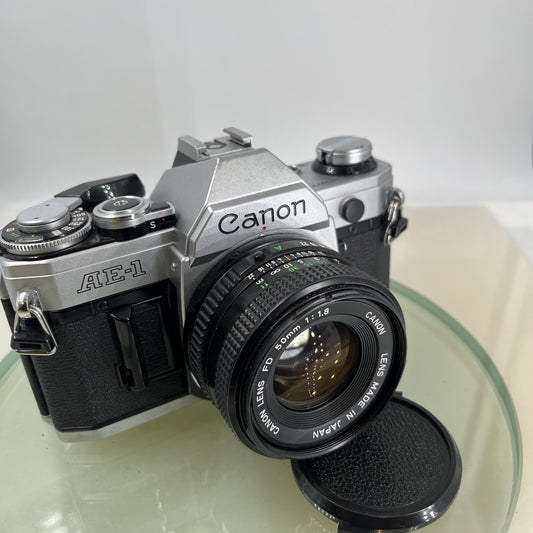 Canon AE-1  35mm SLR Film Manual Camera + Canon 50mm F/1.8 FD Lens Like A-1 #7450