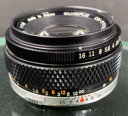 {SERVICED} Olympus OM F.Zuiko 50mm f/1.8 Auto-S Lens Mint & Working Great#00075