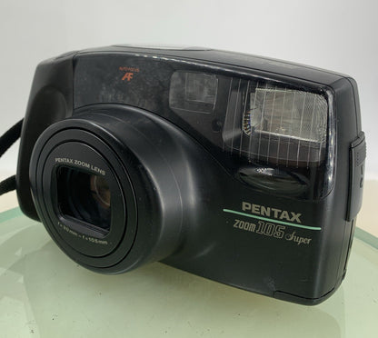 Pentax Zoom 105 SUPER BLACK POINT AND SHOOT FILM CAMERA TESTED - 7322