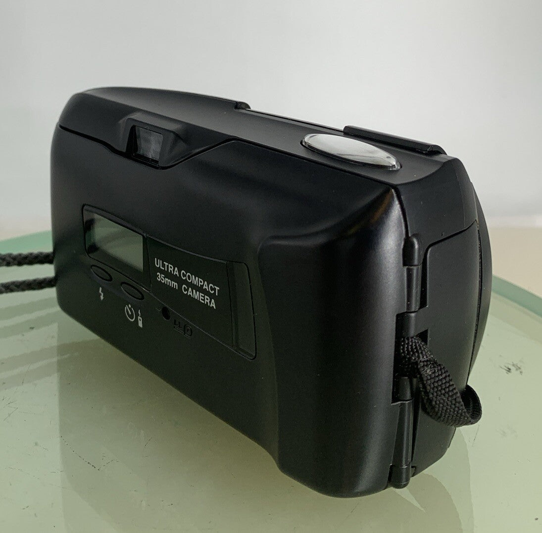 Olympus MJU II 35mm ALL WEATHER FILM CAMERA BLACK WITH COVER TESTED + TIN #4926