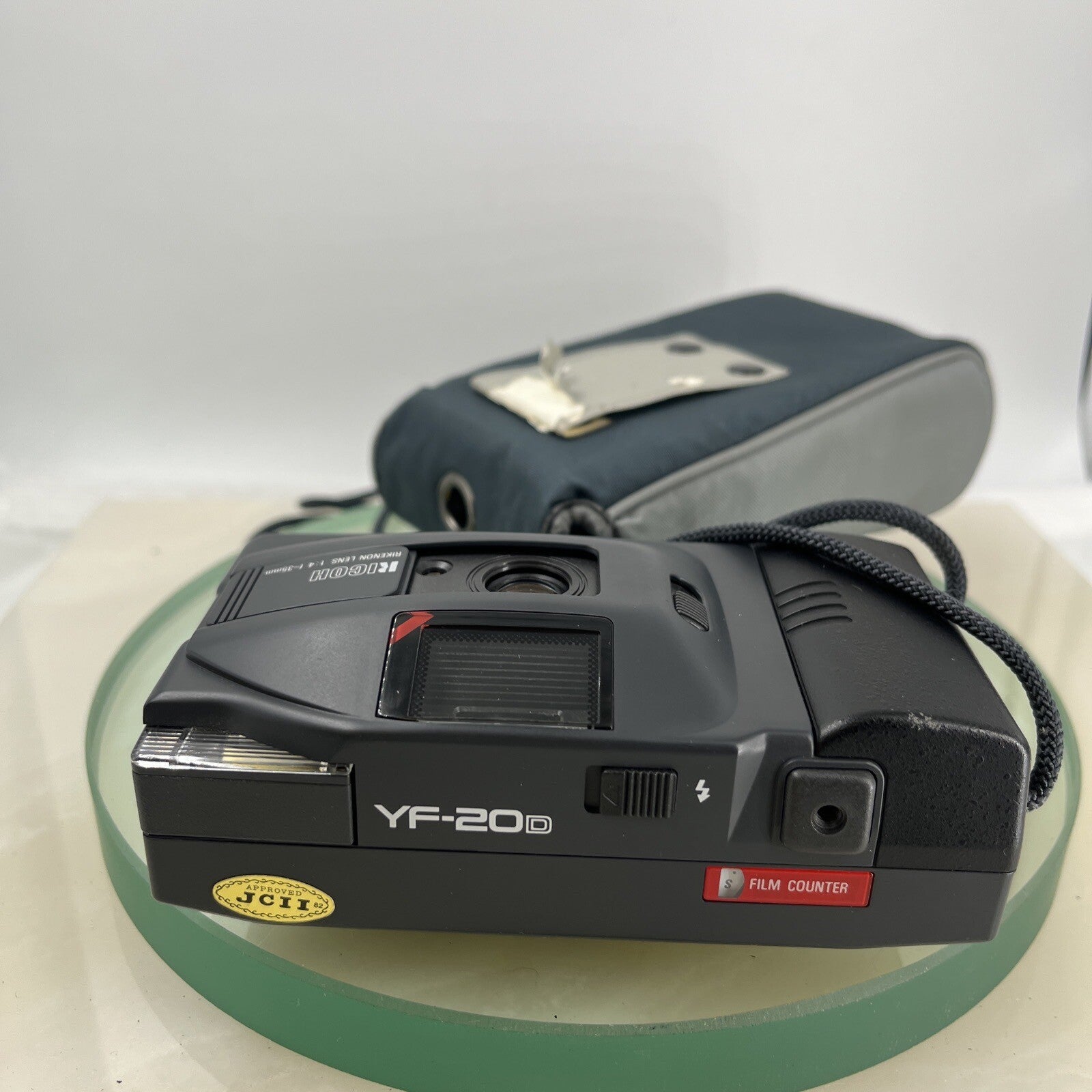 RICOH YF-20D 35MM FILM CAMERA, RIKENON 1:4 F=35mm LENS + CASE, TESTED  #4205