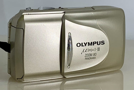 Olympus mju ii Zoom 80 35mm Ultra Compact Camera Beige All Weather  Working #810