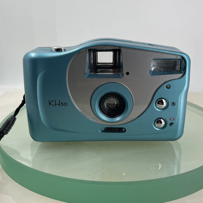 KH30 Film Camera 35mm With Built-In Flash Tested + Cased Blue #6711