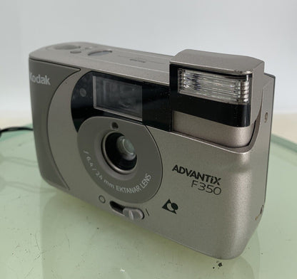 KODAK ADVANTIX F350 GREY COMPACT FILM CAMERA - WITH COVER - TESTED - 2242