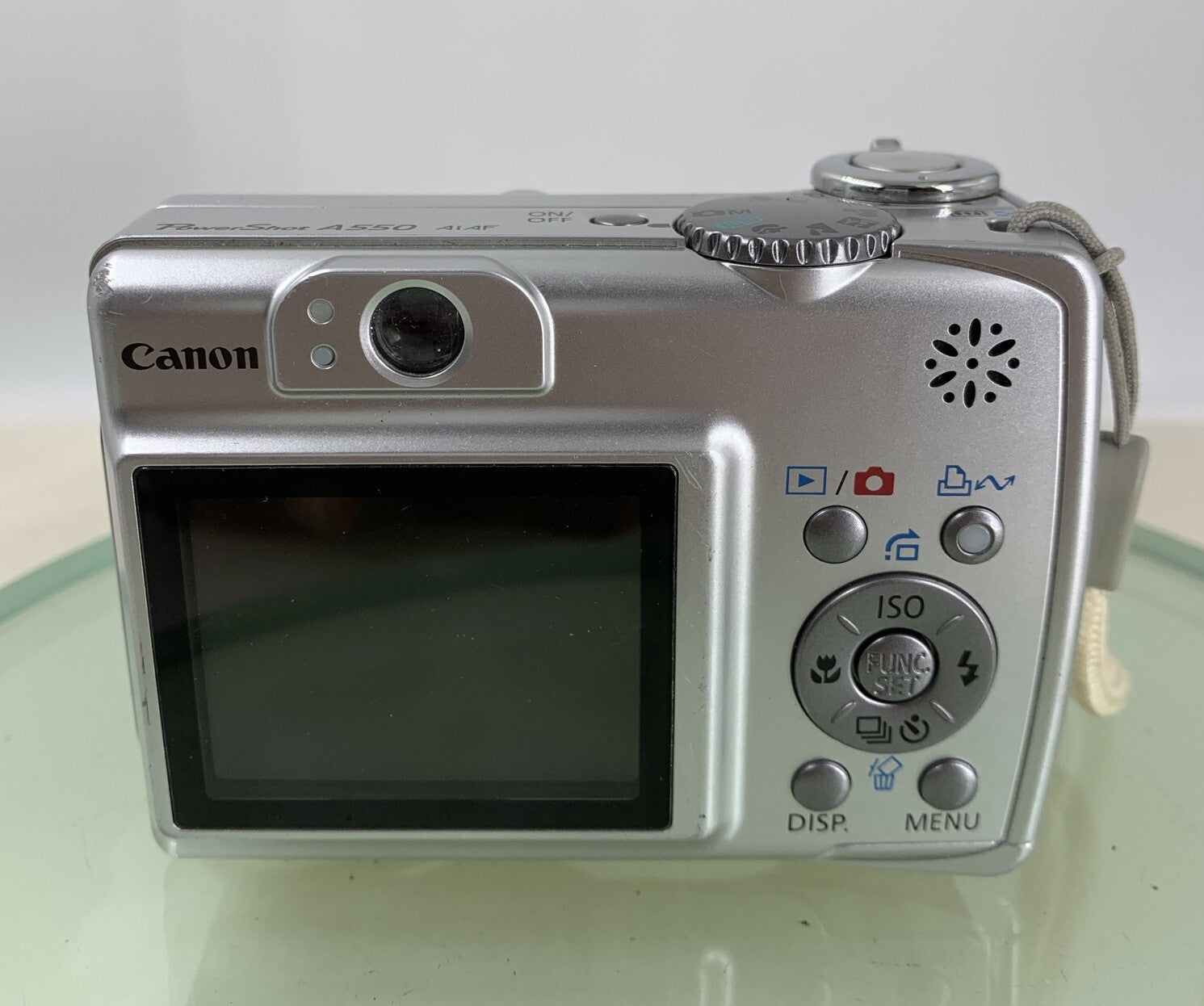 CANON POWERSHOT A550 7.1MP CAMERA WITH 1.0GB SD CARD SILVER TESTED - 8754