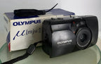 Olympus Mju Zoom 35mm Film Point and Shoot Camera Black Tested + BOX,SERVICED1010