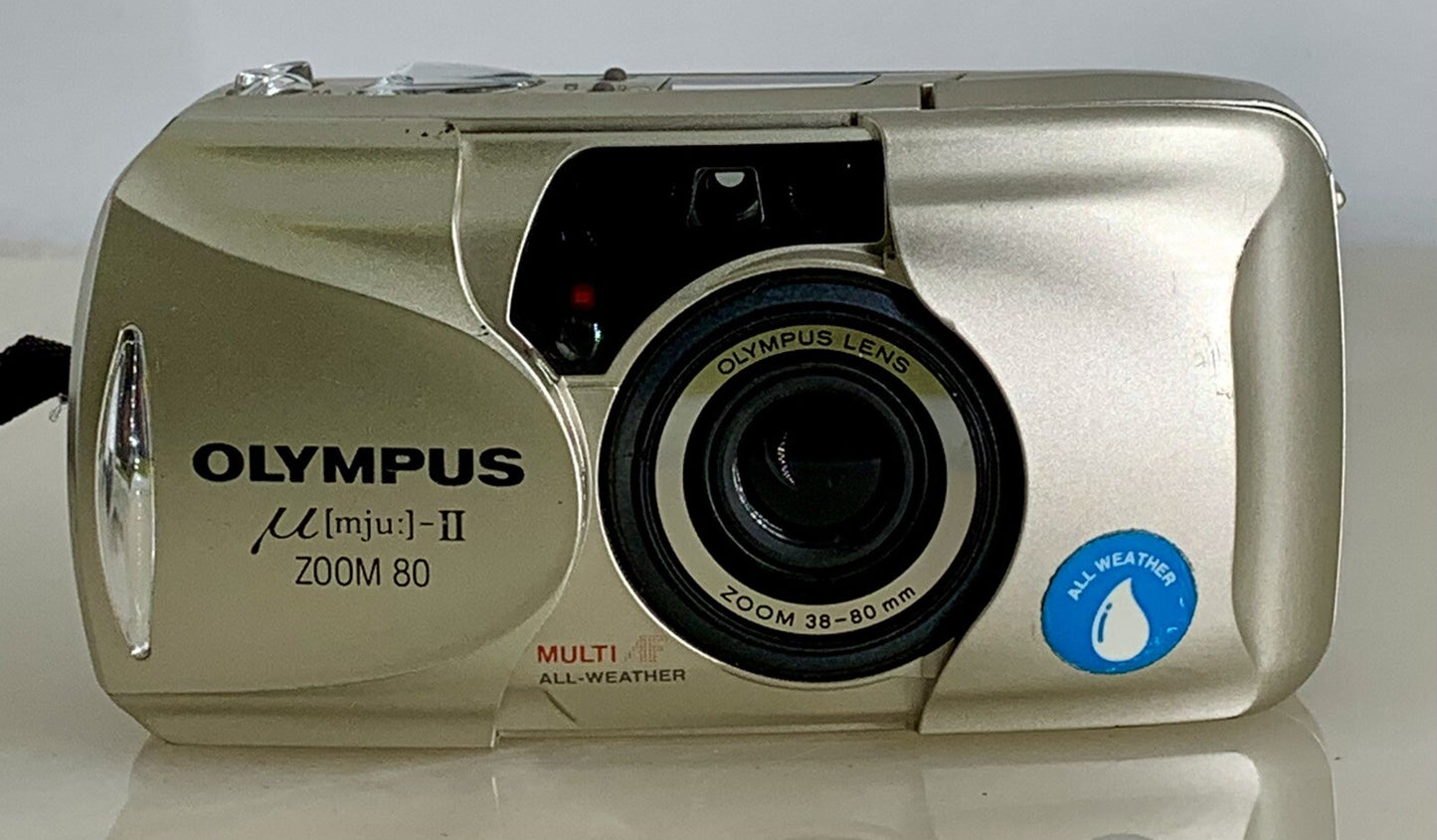 Olympus mju ii Zoom 80 35mm Ultra Compact Camera Beige All Weather  Working #831