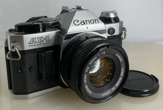 Canon AE-1 Program 35mm SLR Film Manual Camera + Canon 50mm F/1.8 FD Lens #2140