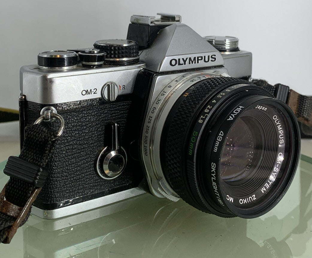 Olympus OM-2 35mm SLR camera body Olympus Zuiko 50mm 1:1.8+ Shoe, TESTED  #2410