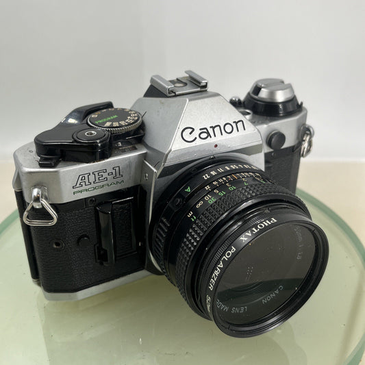 Canon AE-1 Program 35mm SLR Film Manual Camera + Canon 50mm F/1.8 FD Lens +# 8810