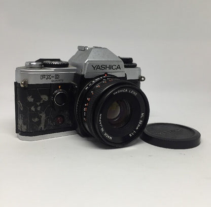 YASHICA FX-D QUARTZ 35mm FILM SLR CAMERA WITH YASHICA 50mm F/1.9 ML Lens 120
