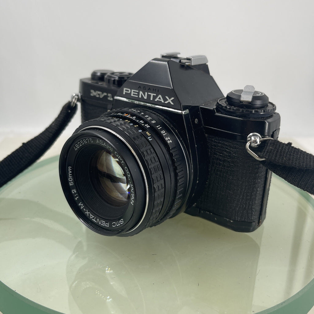 Pentax MV 1 35mm SLR Camera, with 50mm f/2 Prime Lens, Strap TESTED  #6062