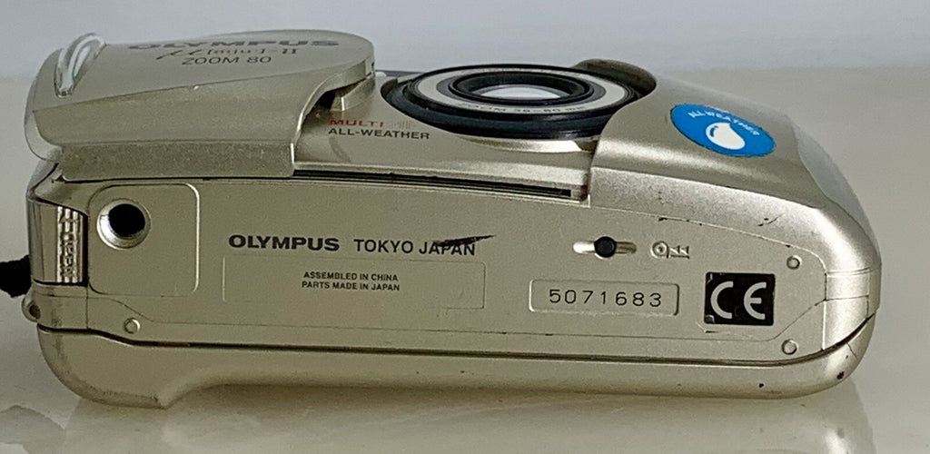 Olympus mju ii Zoom 80 35mm Ultra Compact Camera Beige All Weather  Working #837