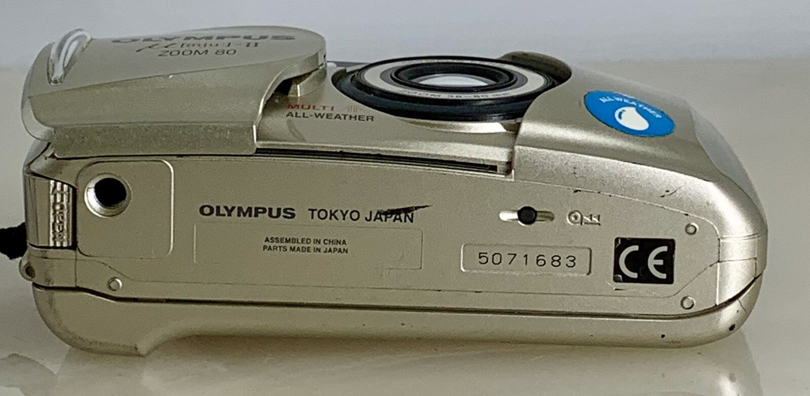 Olympus mju ii Zoom 80 35mm Ultra Compact Camera Beige All Weather  Working #837