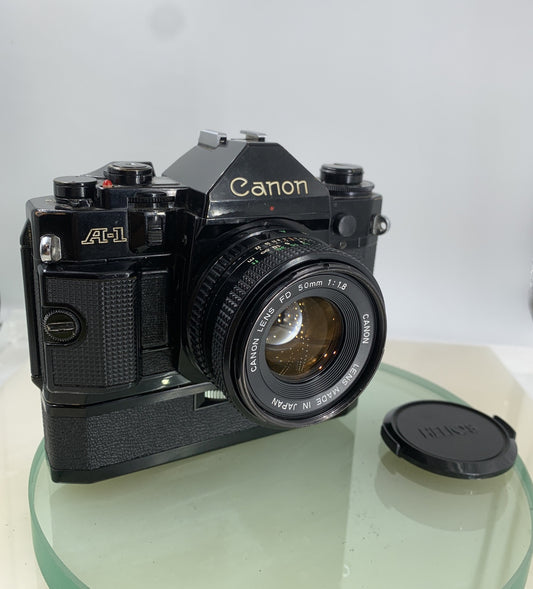 BEAUTIFUL Canon A-1 35mm SLR Camera Body+ FD 50mm f/1.8 FULLY WORKING #8120