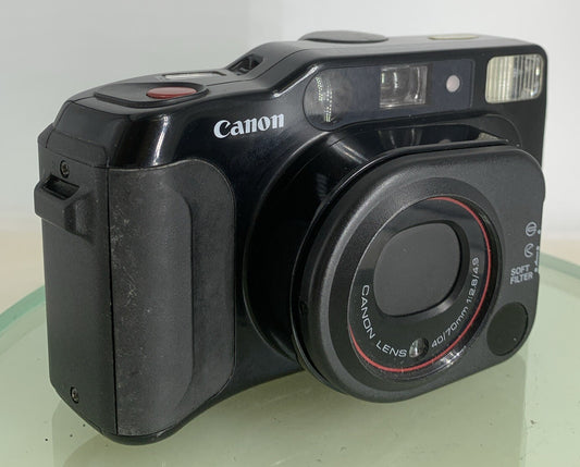 Canon Sure Shot Multi Tele 35mm Film Camera Black NO BATTERY - TESTED - 5670