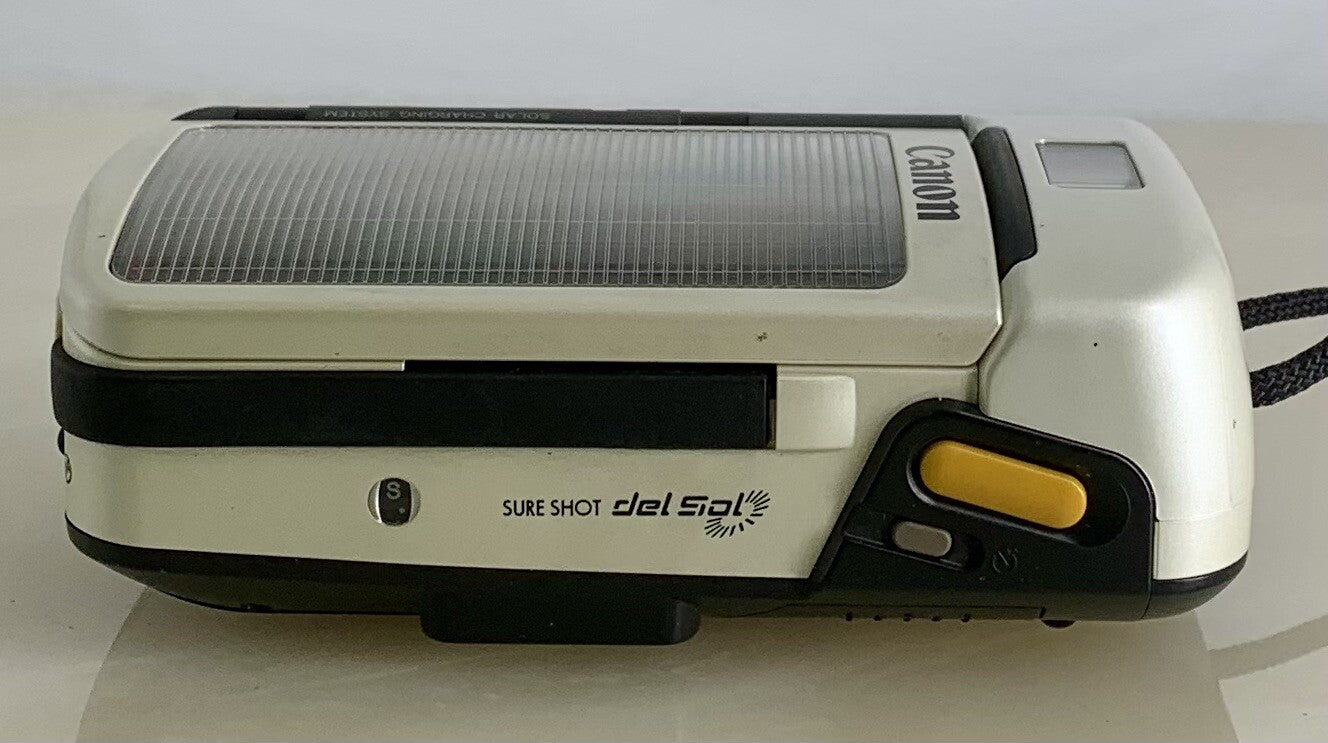 Canon Sure Shot Del Sol 35mm Film Point&Shoot Camera White Tested Solar Powered6