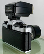 *SERVICED*Olympus OM10 35mm Film SLR Manual Camera+ OM 135 F3.5 Zuiko Lens+FLASH3