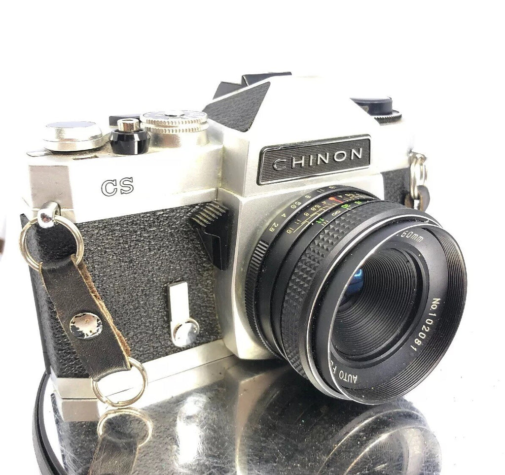 CHINON CS 35mm SLR FILM CAMERA WITH 2 Lenses 50mm,135mm+Bag+Manual#BB61